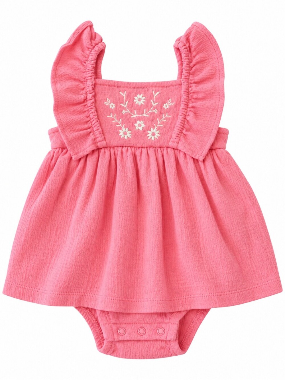 Carter’s Girls 18M Pink Floral Embroidered Flutter Sleeve Dress Bodysuit